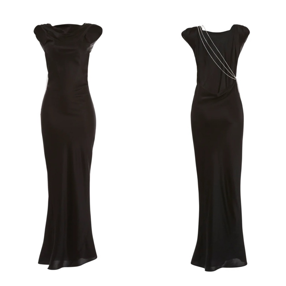 The Bar Pierre Gown maxi dress silk open back in black size 4 - Picture 15 of 16